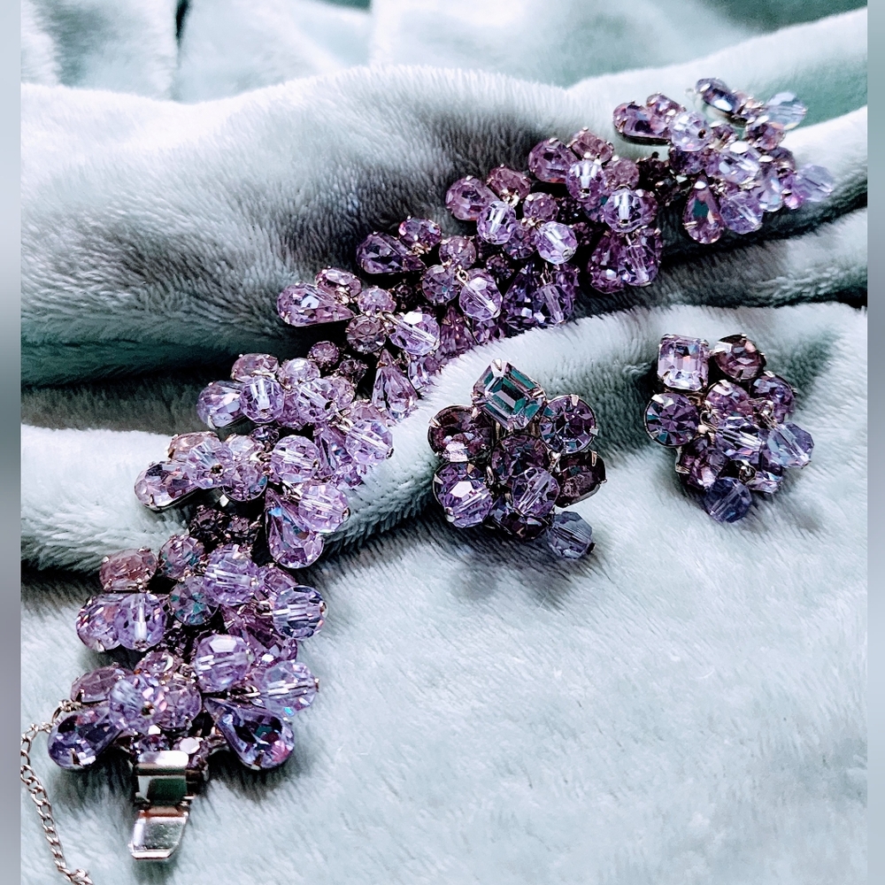 Elegant Purple Crystal Jewelry Set